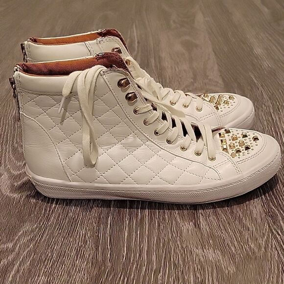 Rebecca Minkoff studded sneakers white leather size 7 - Picture 2 of 12
